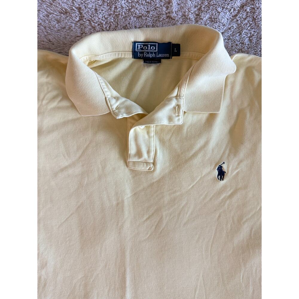 Polo Ralph Lauren Yellow Polo Shirt Mens Large Cotton Mesh Pony Logo Classic Fit - Picture 3 of 11